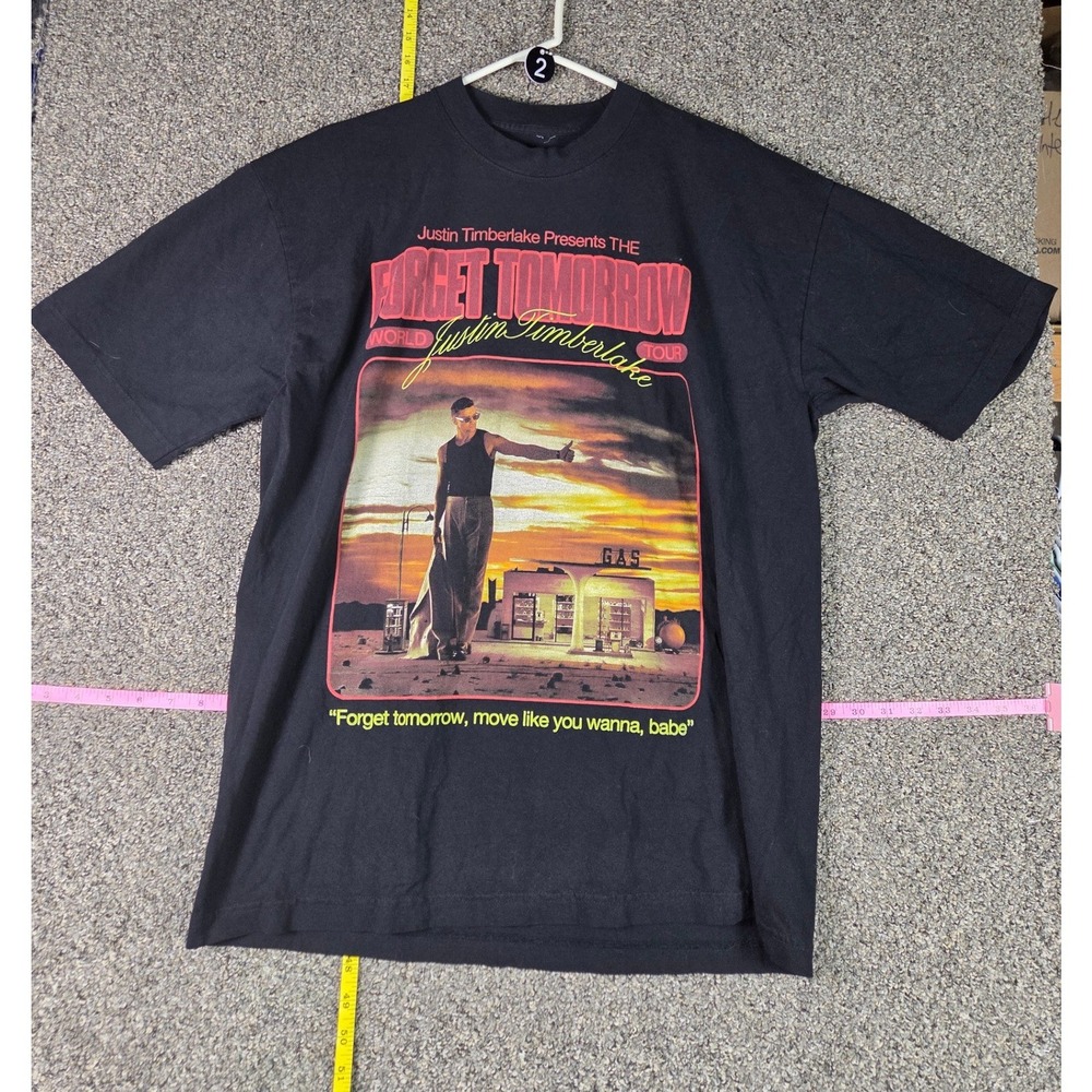 Justin Timberlake T-Shirt Men Large Black Forget Tomorrow World Tour 2024 Tee